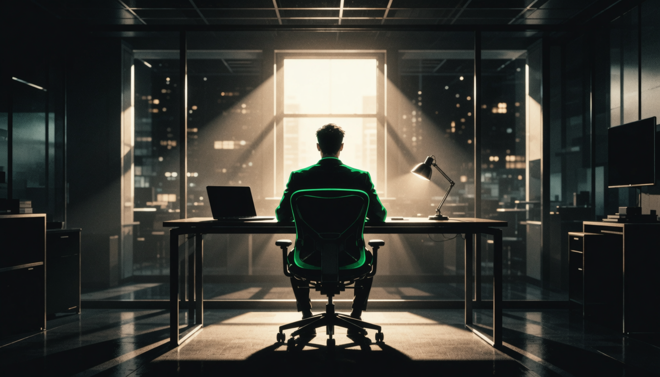 Core strength for desk workers — a worker stabilized against the chair that deconditions the spine