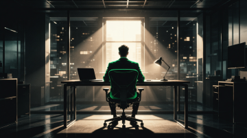 Core strength for desk workers — a worker stabilized against the chair that deconditions the spine